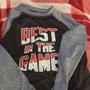 Gray and Black Graphic Long Sleeve Shirt